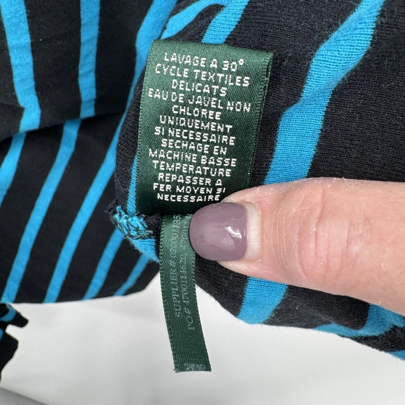 Lauren Ralph Lauren Shirt Womens 3X Black Blue Striped Long Sleeve Cotton Plus - Picture 5 of 7